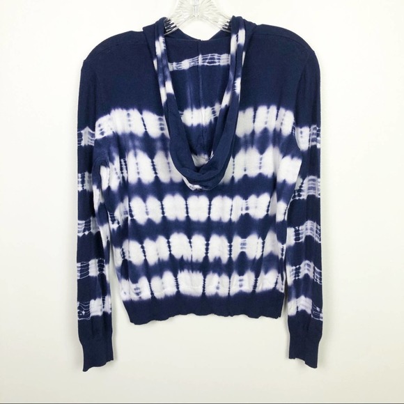 Aqua Tie Dye Long Sleeve Hoodie Blue White Medium - Picture 9 of 9